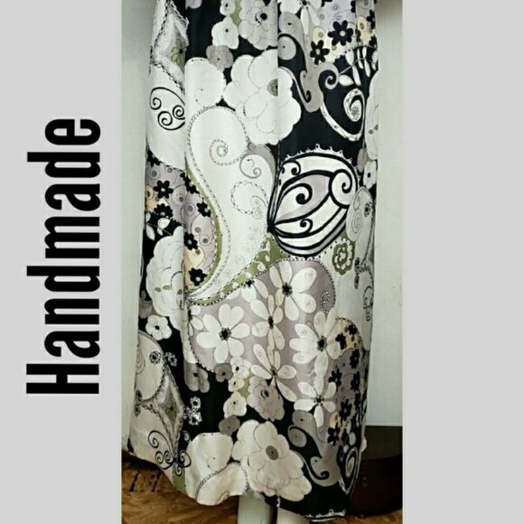 Handmade Dresses & Skirts - Vintage Handmade Silky Floral Full Skirt 28W